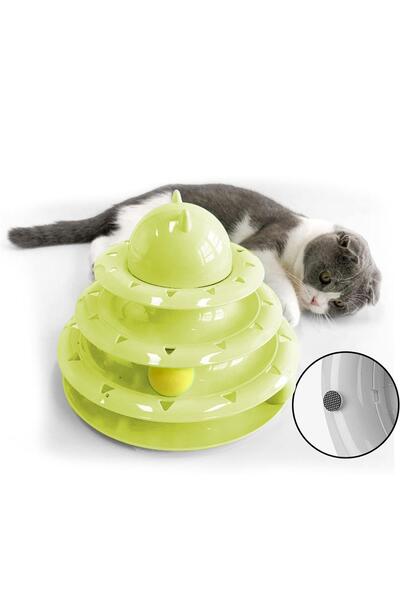GOBYPET 3-Layer Round Cat Toy - Fun with Rolling Ball and Yellow Ball