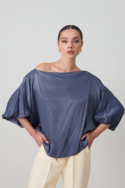 Setre Bluză elegantă cu umăr și mâneci albastru bleumarin