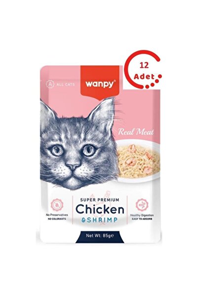 Wanpy Pouch Tavuklu & Karidesli Yaş Kedi Maması 85 gr x 12 Adet
