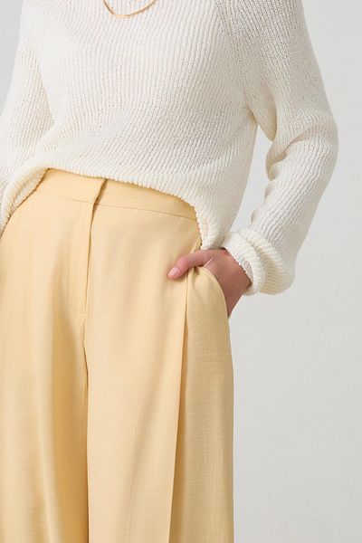 Setre Butter Yellow Relaxed Cut Waist Rubber Detailed Trousers