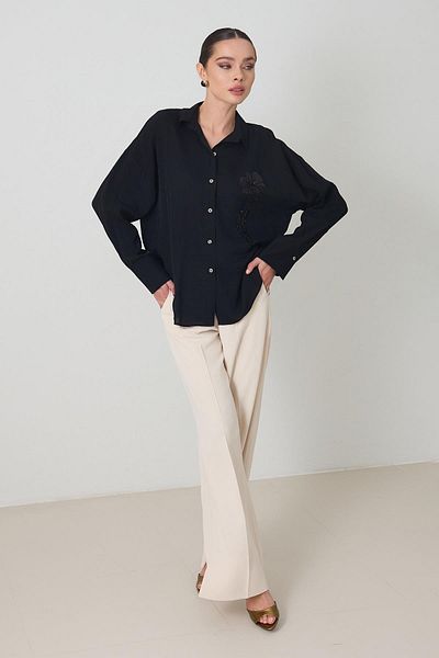 Setre Black Embroidery Detailed Long Sleeve Shirt