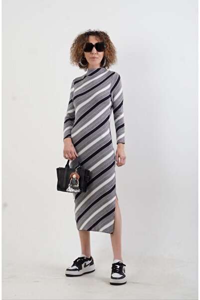Zelish My Sister Διαγώνιο ριγέ πλεκτό φόρεμα