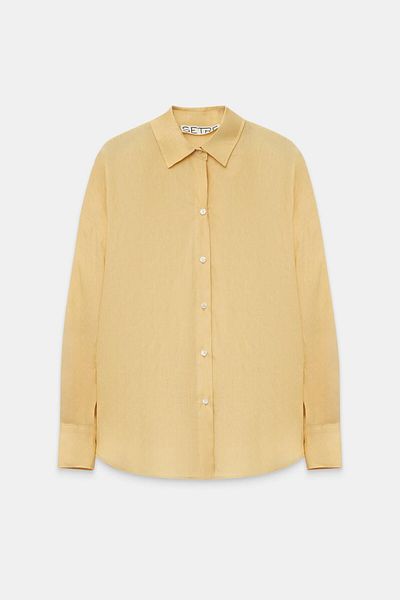 Setre Butter Yellow 100% Linen Long Sleeve Oversize Shirt