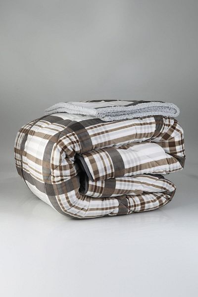 Merinos Single Comforter Quilt Set - Dark Wera Gray Brown, 160X240