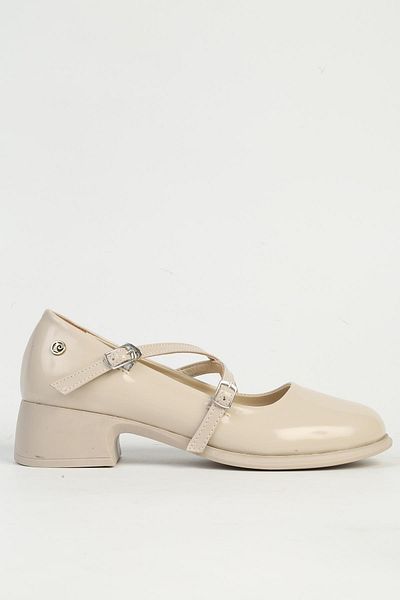 Pierre Cardin Beige Patent Leather Women's Heeled Shoes Pc-54777