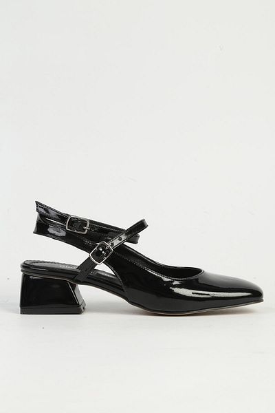 Pierre Cardin Black Patent Leather Women's Heeled Shoes Pc-54690