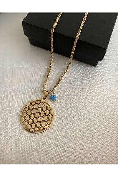 Blackout Steel Twist Chain Flower of Life Necklace