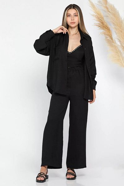 GÜLSELİ Black Women's Bustier - Shirt and Pants Set
