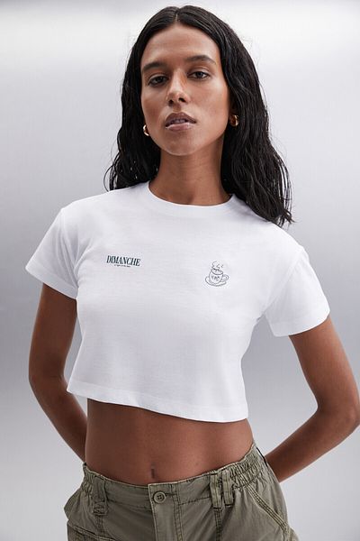 GRIMELANGE Moran Women's 100% Cotton White / Green T-Shirt
