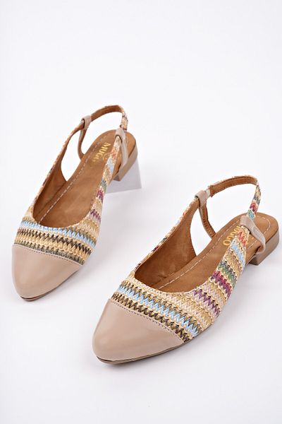 MUGGO Roshan Open Back Straw Women's Casual Low Heeled Shoes