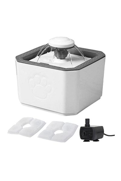 GOBYPET Automatic Cat Water Dispenser for Pets 2 Liter Capacity with Led Lights - White