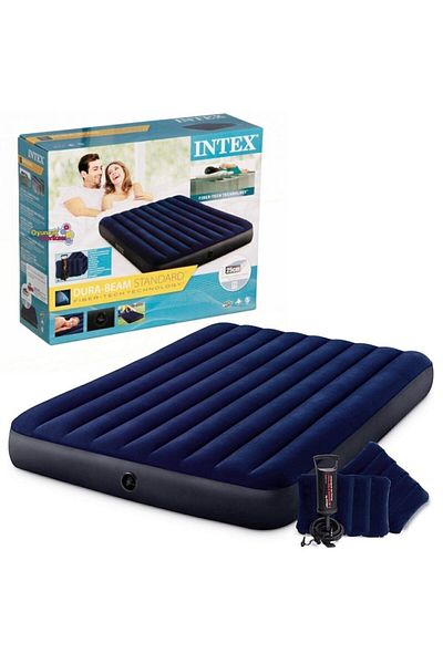 Intex 64765 Classic Double Air Mattress Set Pump And Pillow