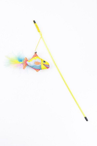GOBYPET Furry Cat Fishing Rod, Yellow Fish Cat Game Fishing Rod