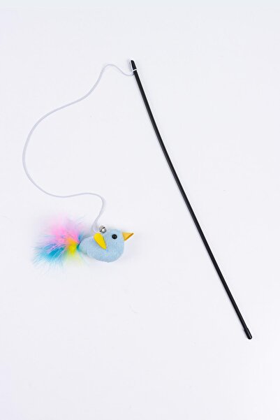 GOBYPET Furry Cat Fishing Rod, Plush Blue Bird Cat Play Fishing Rod