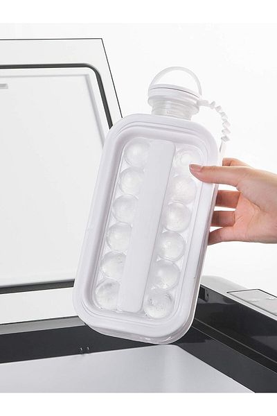AWH 2-in-1 Portable Ice Ball Maker Kettle –17-Grid Ice Cube Tray for Drinks,Cocktails &More (White)