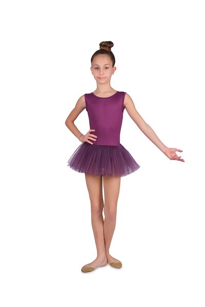 LULLY KİDS Girl's U Model Tutu Skirted Swimsuit - Sleeveless Ballet and Gymnastics - Plum