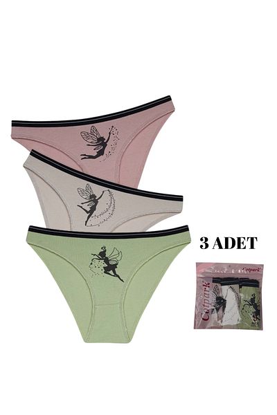 Cotpark Chiloți bikini de bază din bumbac pentru femei, pachet de 3 4137