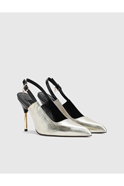 İLVİ Juhar Hakiki Deri Kadın Altın Renk Topuklu Sandalet