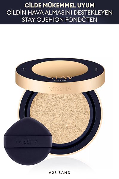 Missha Long-Lasting Cushion Stay Cushion with High Coverage Spf40/Pa++ (No.23 Sand)