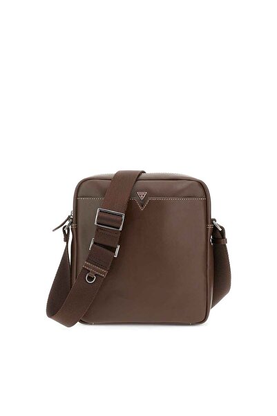 Guess Men's Firenze Top Zip Cros Shoulder Bag - Brown