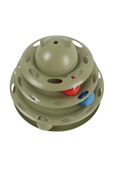 GOBYPET 3-Layer Ball Round Cat Toy, Rolling Ball, Khaki Green Ball Round Cat Toy Cat Fun
