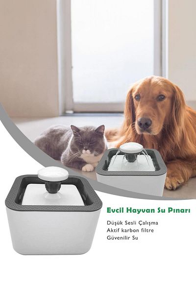 GOBYPET Automatic Cat Water Dispenser for Pets 2 Liter Capacity with Led Lights - White