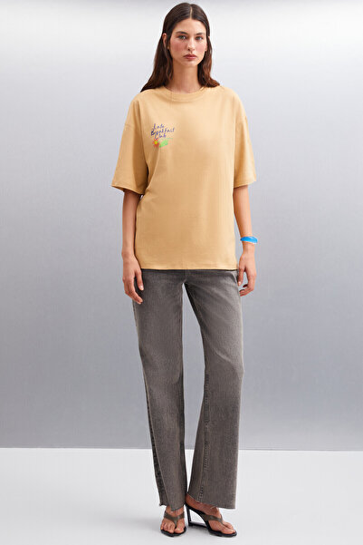 GRIMELANGE Γυναικείο T-Shirt AYLEEN Beige - 100% βαμβάκι