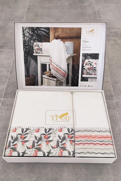 Sevim 2-Piece Bamboo Bath Towel Set - Cotton Satin Bordered & Soft Bath Towel - Tivoli - Olivia