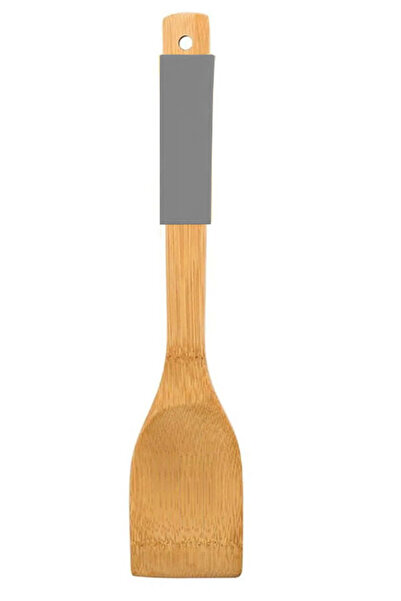 TİVOLİ ملعقة من الخيزران بمقبض من السيليكون مقاومة للحرارة ومضادة للحريق باللون الرمادي