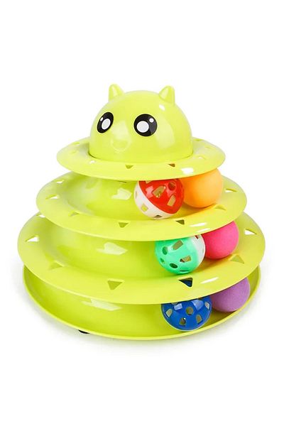 GOBYPET 3-Layer Ball Round Cat Toy, Rolling Ball, Green Ball Round Cat Toy Cat Entertainment