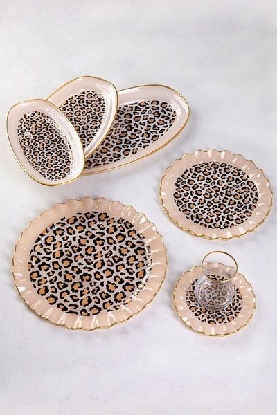 JASPER 27 Piece Leopard Patterned Breakfast Set for Your Wild Elegance Tables