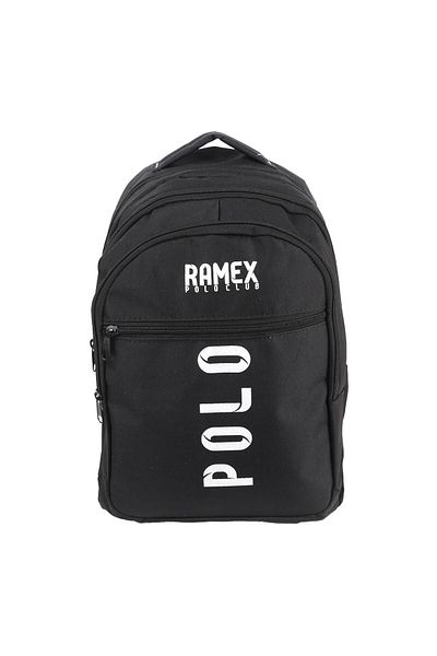 Pikas Black Polo Text Backpack - for School and University