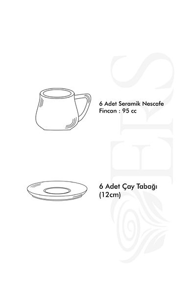 Erbaşlar Gold India 12 Pieces Luxury Ceramic Coffee Cup Set Turkish Coffee Cup