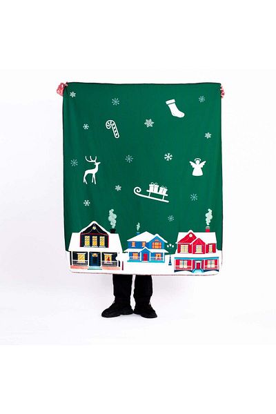 The Lucid Lab Christmas Houses Fleece Tv Blanket