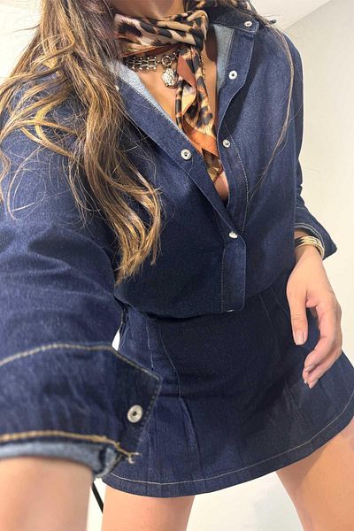Sohotique By P Cămașă de jeans bleumarin - Fără Lycra și cu capse