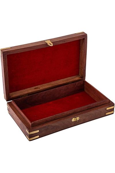 AKDC Wooden Jewelry Box 15Cm X 25Cm X 6Cm Brown