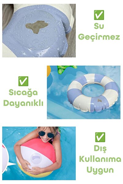 Telvesse مجموعة من 8 أشرطة إصلاح رقعة الثقب، حلقة سباحة قابلة للنفخ، واقي للذراع، كرة قارب، حلقة بيلاتيس، خيمة، معطف واق من المطر