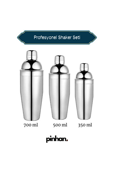 PİNHAN Profesyonel Shaker Kokteyl Seti - 350 - 500 - 700 ml Paslanmaz Çelik  ...