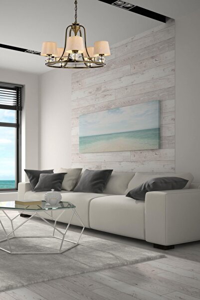 Avonni Av-1597-5es Eskitme Kaplama Modern Avize E27 Metal Cam Kumaş 65cm