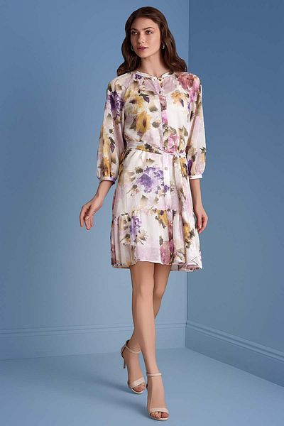 Guitar Rochie cu model multicolor cu guler de judecător