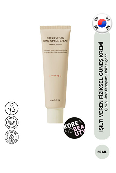 HYGGEE Fresh Tone-up Sun Cream 50 ml | Cildi Aydınlatan, Ton Eşitleyen Minera...