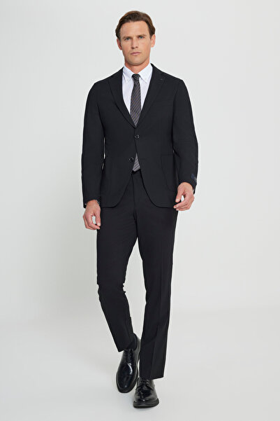 ALTINYILDIZ CLASSICS Men's Black Slim Fit Slim Fit Mono Neck Woolen Suit