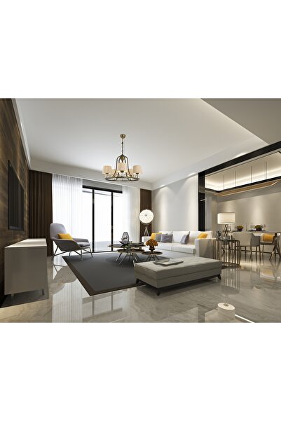 Avonni Av-1597-5es Eskitme Kaplama Modern Avize E27 Metal Cam Kumaş 65cm