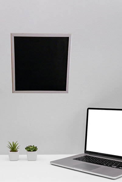 Scribo Mantar Pano 50x50 Beyaz Çerçeve Siyah Zemin