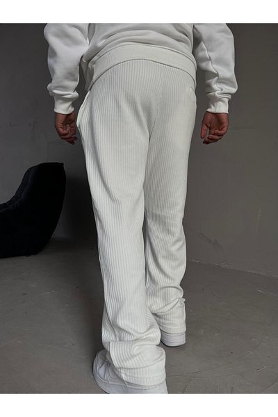 elkumoda Βαμβακερή φόρμα μέσης - Loose Fit Loose, Σιδερωμένο και Ριγέ ελαστικό