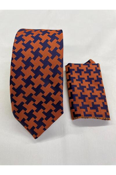 GİORGİ CORN TURUNCU LACİVERT DESENLİ KRAVAT