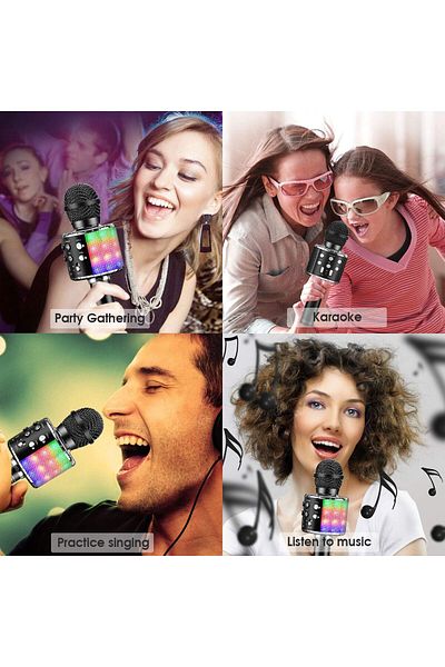 AWH Wireless Karaoke Microphone – LED Lights, Portable, Fun Gift for Kids & Adults, Assorted Color