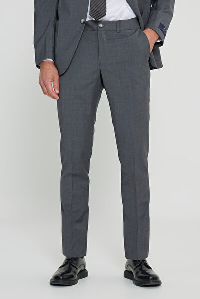 ALTINYILDIZ CLASSICS Men's Gray Slim Fit Slim Fit Mono Collar 100% Wool Suit