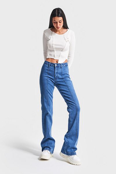 its basic Blugi de damă de culoare albastră 1S5-4 Slim Flare Lycra Fabric Stretch Denim