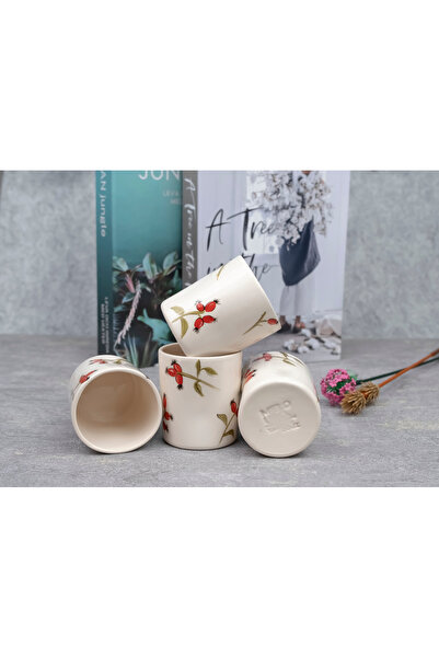 Melouro Rosehip Set of 3 Handmade Ceramic Cups with Handles, Mug